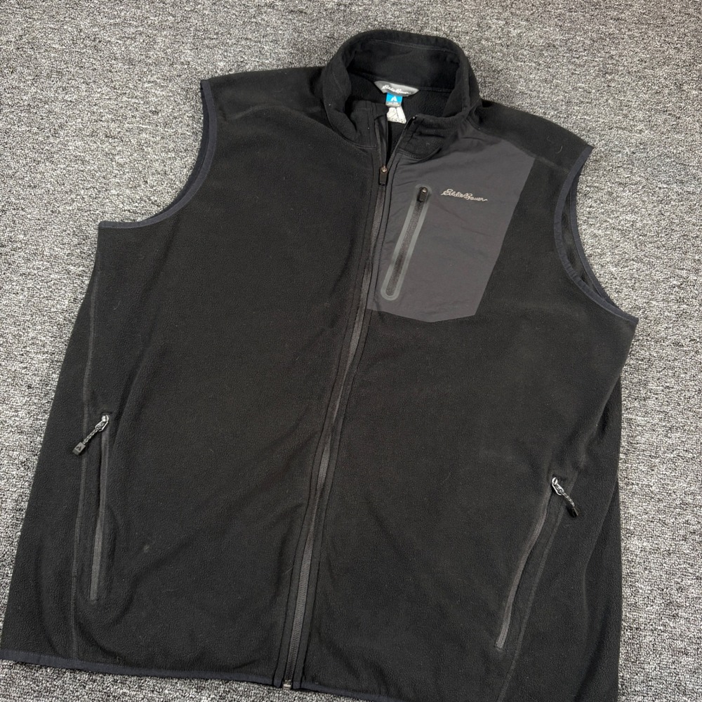Eddie Bauer First Ascent Fleece Vest Mens 2XL Black Full Zip Outdoor Layering